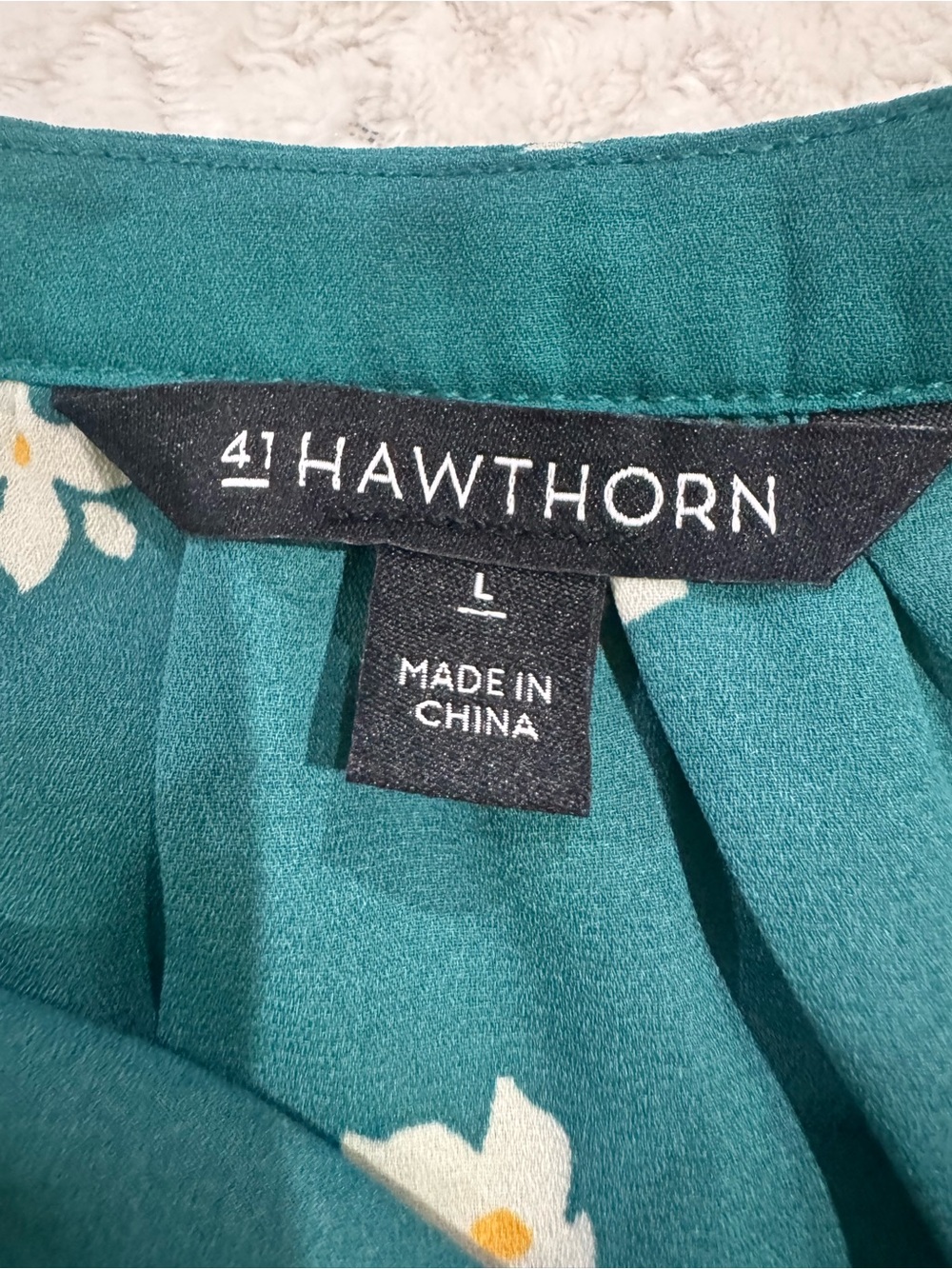 41 Hawthorn Teal Floral Split-Neck Short-Sleeve Top - Picture 7 of 7